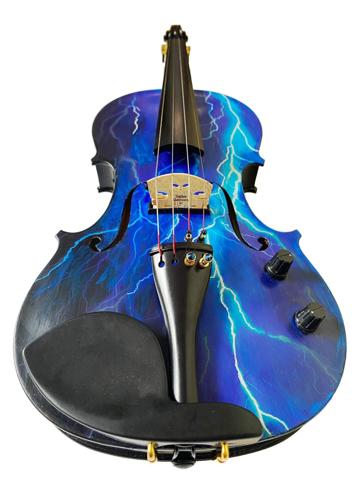 Electric Blue Lightning Violin | Electric-Acoustic with Machine Head