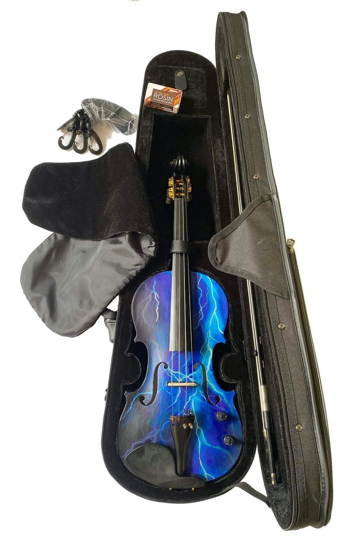 Electric Blue Lightning Violin | Electric-Acoustic with Machine Head