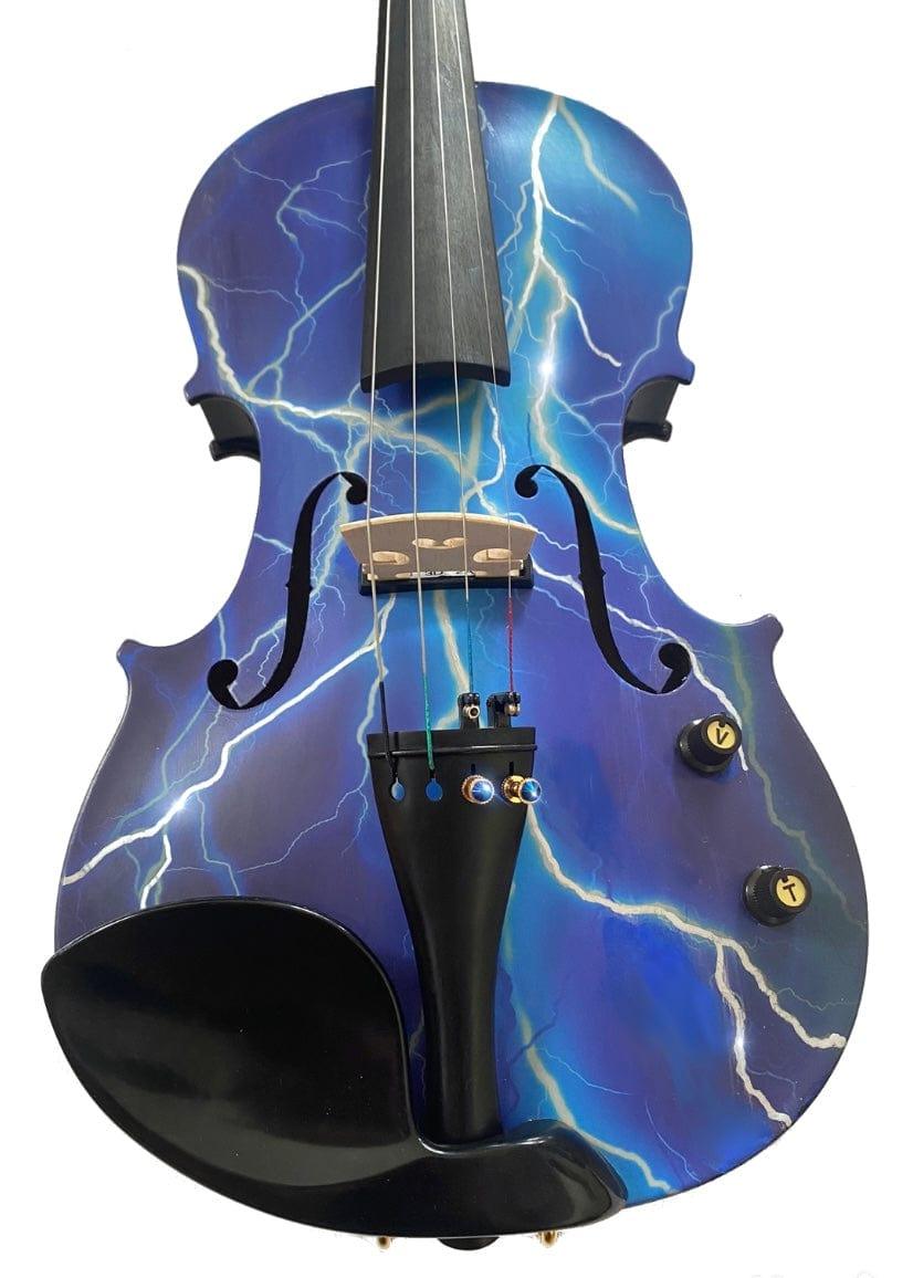 Electric Blue Lightning Violin | Electric-Acoustic with Machine Head