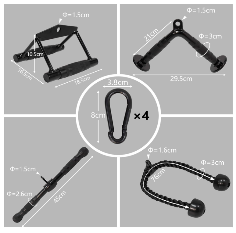 Accesorios para Barra Lateral, Tríceps, Tirador de Cable, Accesorios