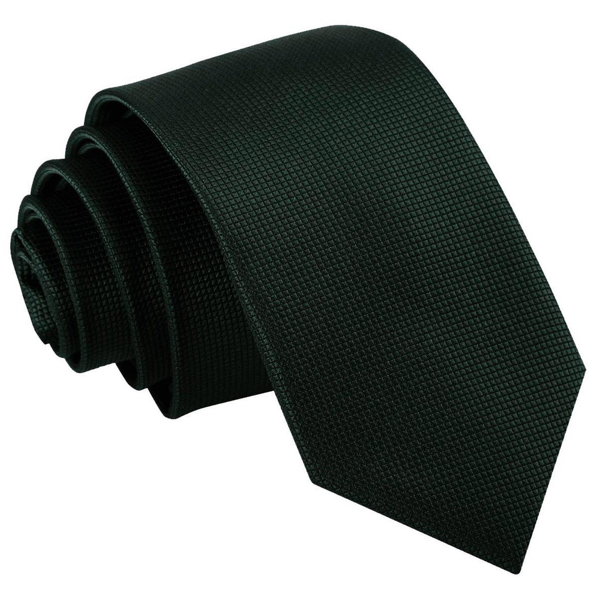 Solid Check Slim Tie - Dark Green