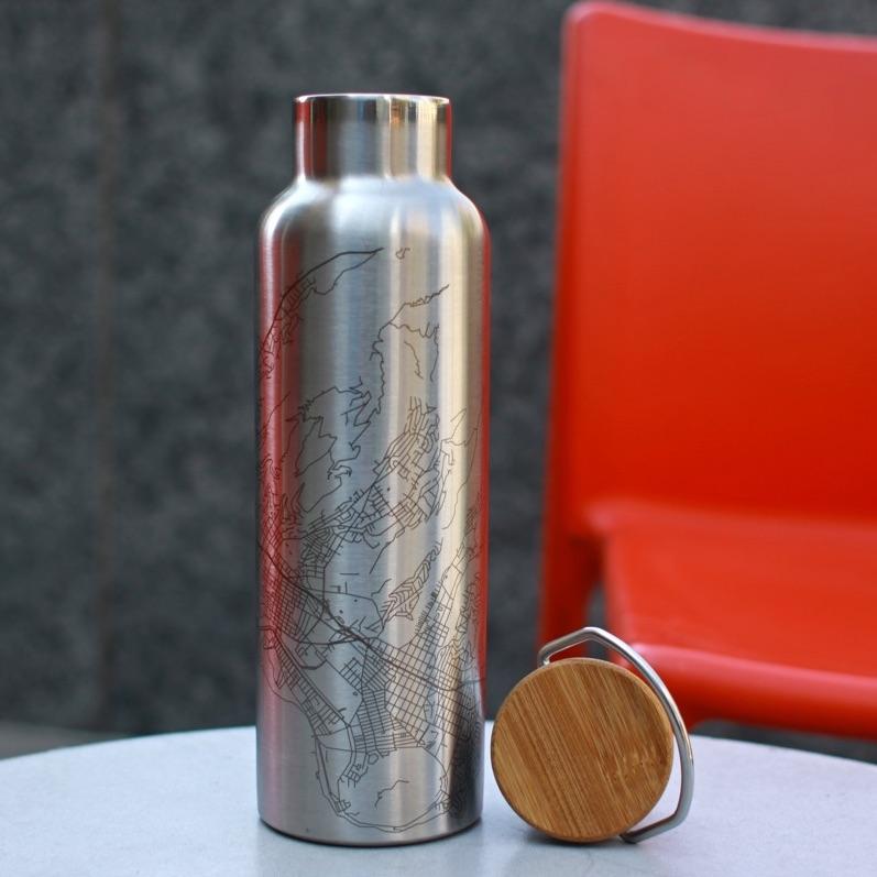 St. Louis - Missouri Map Bottle with Bamboo Top