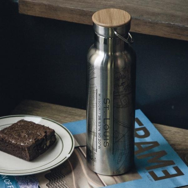 St. Louis - Missouri Map Bottle with Bamboo Top