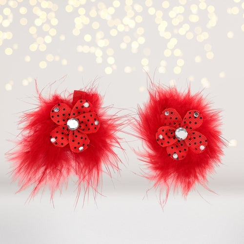Sweet and Sassy Marabou Flower Hair Clips