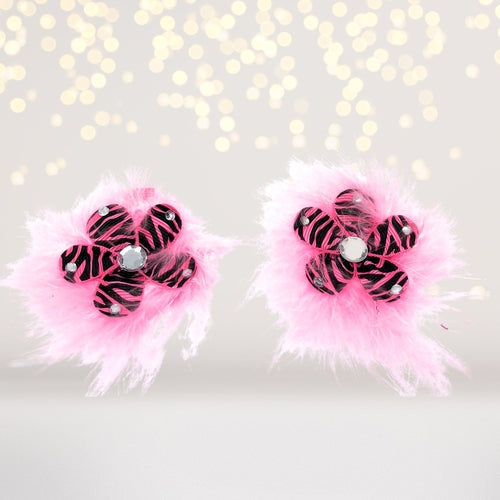Sweet and Sassy Marabou Flower Hair Clips