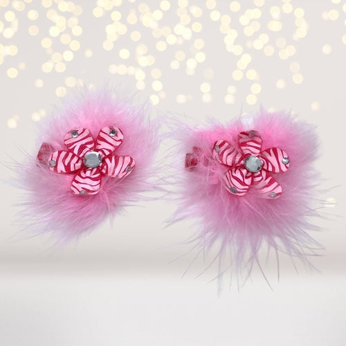 Sweet and Sassy Marabou Flower Hair Clips