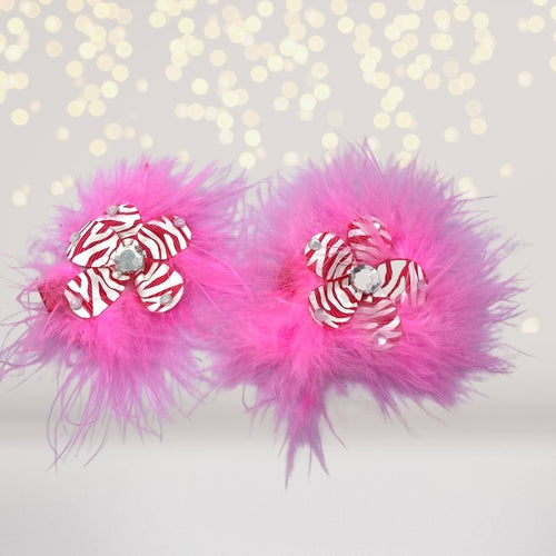 Sweet and Sassy Marabou Flower Hair Clips