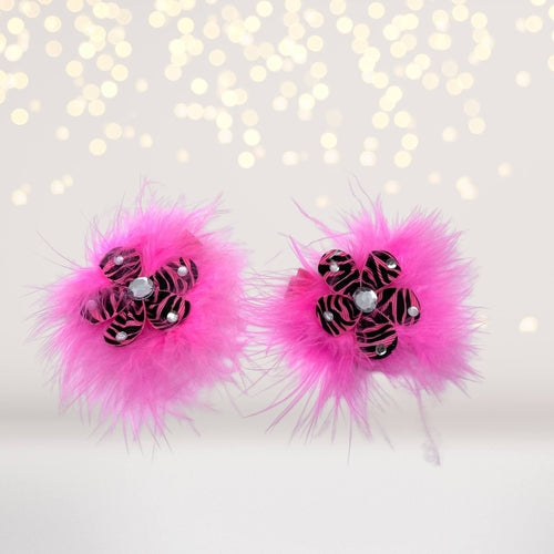 Sweet and Sassy Marabou Flower Hair Clips