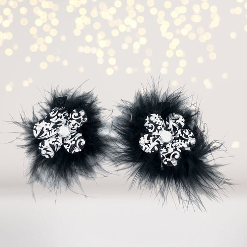 Sweet and Sassy Marabou Flower Hair Clips
