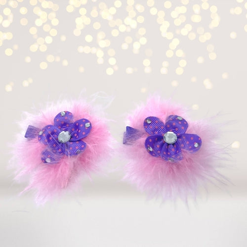Sweet and Sassy Marabou Flower Hair Clips