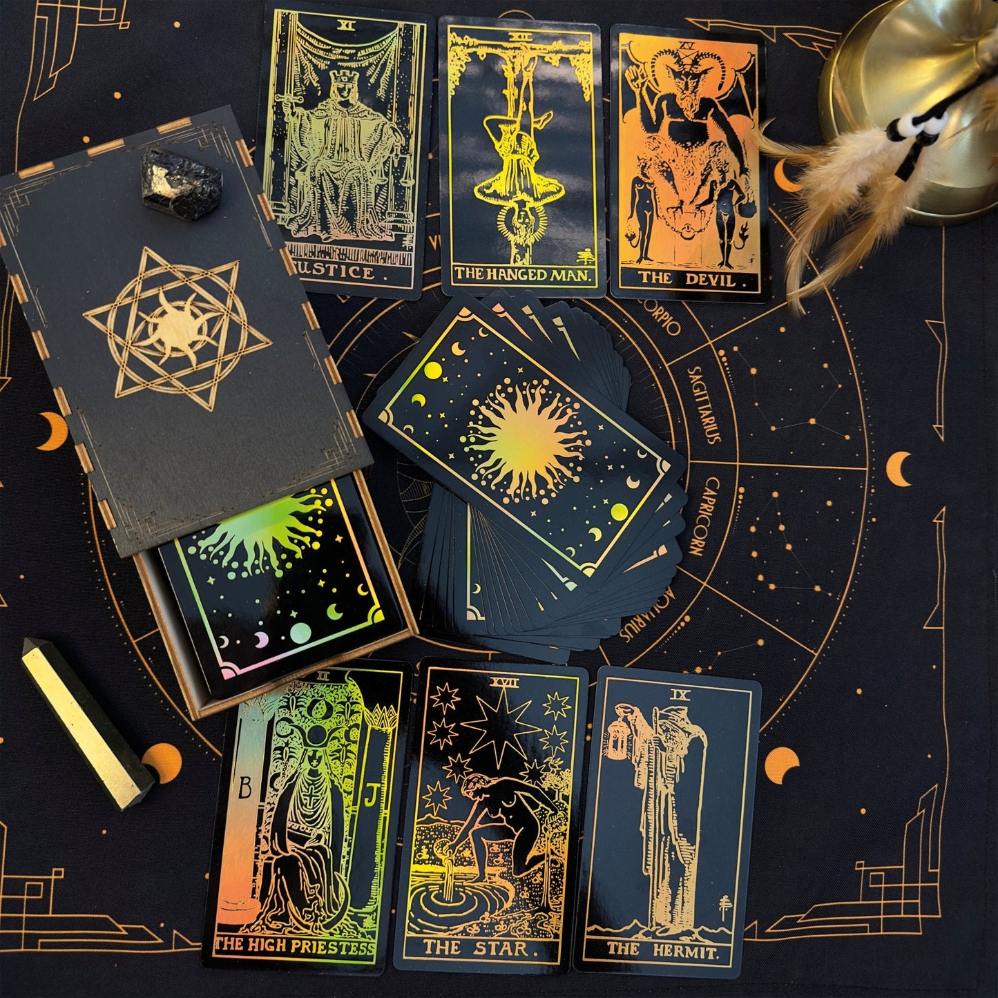 The Smith-Waite Tarot Cards Gold Rainbow Foil