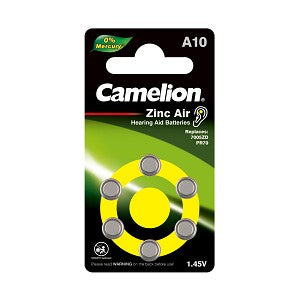 Camelion Hearing Aid A10 Batteries Blister 6Pk