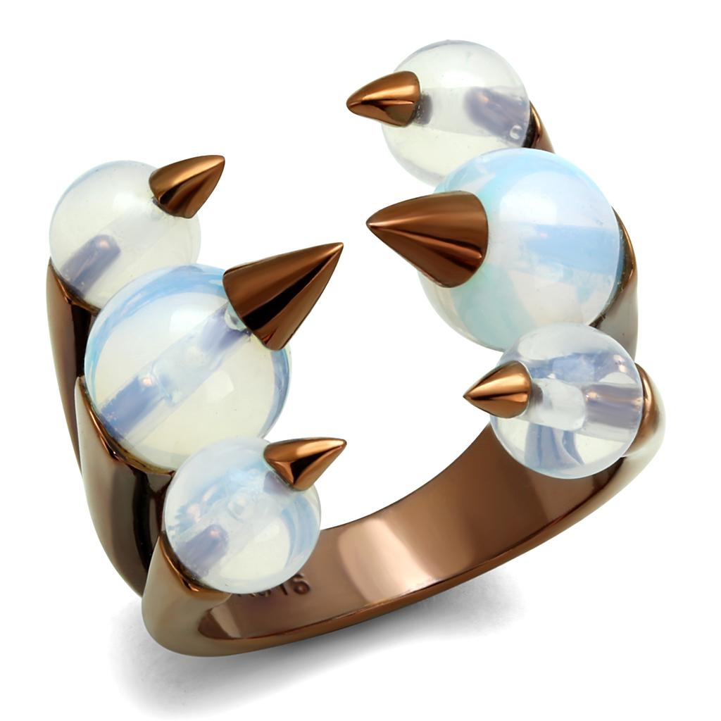 TK2992 - IP Coffee light Stainless Steel Ring with Synthetic Synthetic
