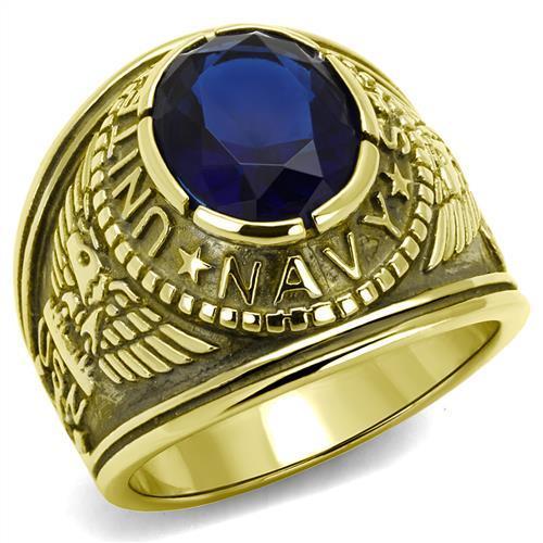 TK414707G - IP Gold(Ion Plating) Stainless Steel Ring with Synthetic