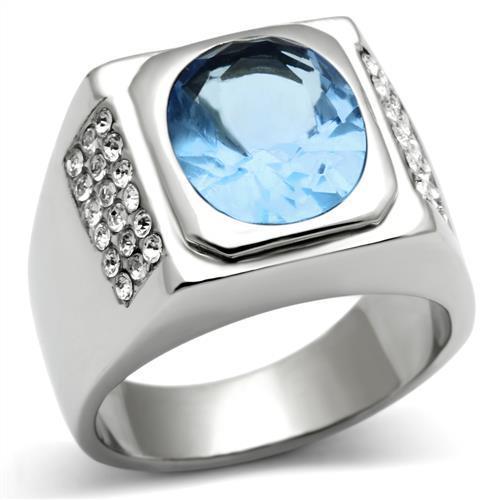 TK500 - High polished (no plating) Stainless Steel Ring with Synthetic