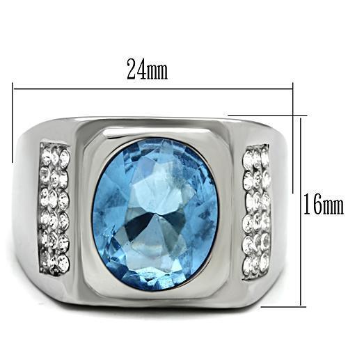 TK500 - High polished (no plating) Stainless Steel Ring with Synthetic