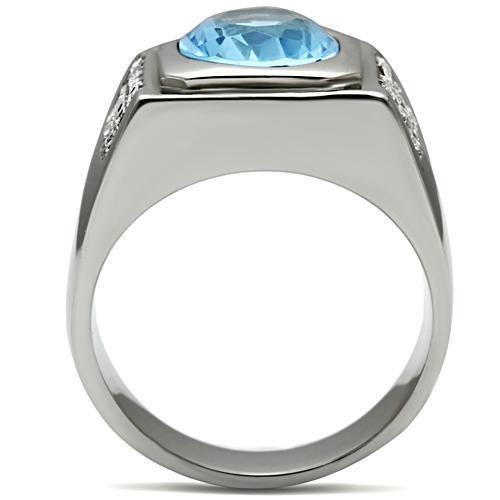 TK500 - High polished (no plating) Stainless Steel Ring with Synthetic