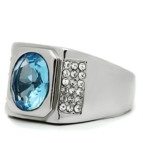 TK500 - High polished (no plating) Stainless Steel Ring with Synthetic