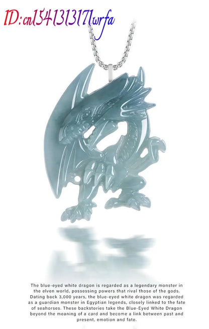 Blue Myanmar Jadeite Dragon Pendant Necklace Burmese Jade Fashion Accessories Luxury Gifts for Women 925 Silver Talismans