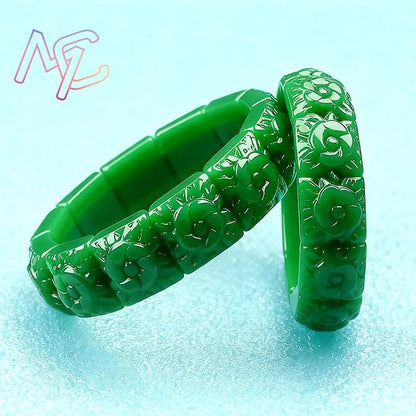 Real Jade Flower Bracelet Bangle Designer Vintage Natural Jewelry Gifts for Women Talismans Charm Luxury Accessories Amulet