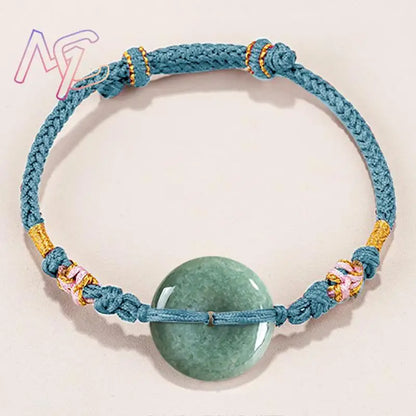 Green Myanmar Jadeite Donut Bracelet Designer Bangle Natural Burmese Jade Fashion Accessories Real Jewelry Vintage Talismans