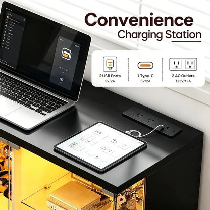 Display Cabinet for Living Room, Tempered Glass, White, 3-Tier Curio Cabinet with Adjustable Shelves and Built-in LED Light