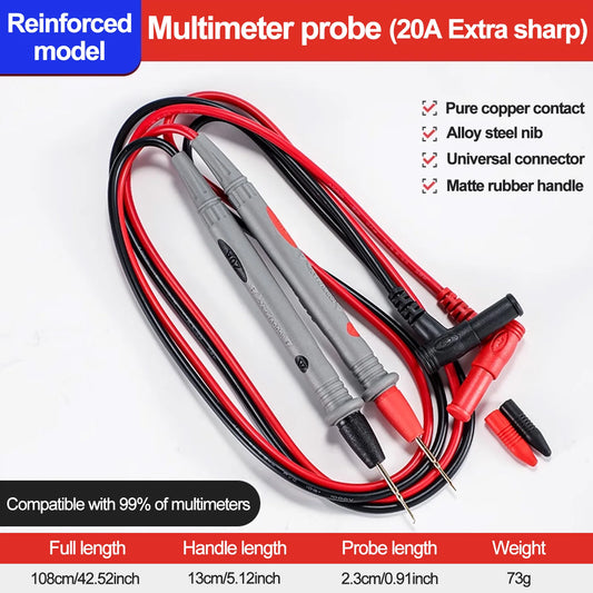 10A 20A Multimeter Test Heads Needle Pin Digital Multi Meter Head Wire Pen Cable Kit Multimeter Voltmeter Silicone Tester Kit
