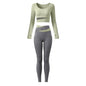2 Piece Sets Women Quick-Dry Sports Set O-Neck Long Sleeve Top Pants Running Fitness Workout Athletic Wear Tracksuit Sportswear