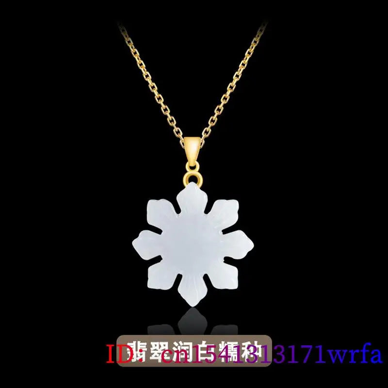 Myanmar Jade Sunflower Pendant Necklace Real Burmese Jadeite Amulet Natural Jewelry Carved Fashion 18K Gold Plated Choker