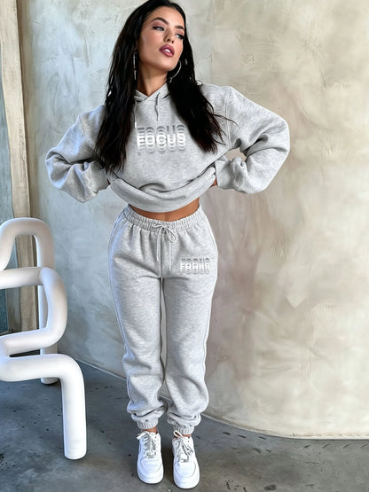 Female Winter Warm Fleece Thick 2Pcs Set Comfort Casual Sports Tracksuit Women Fashion Two Piece Sweatshirt Pants Suit Daily