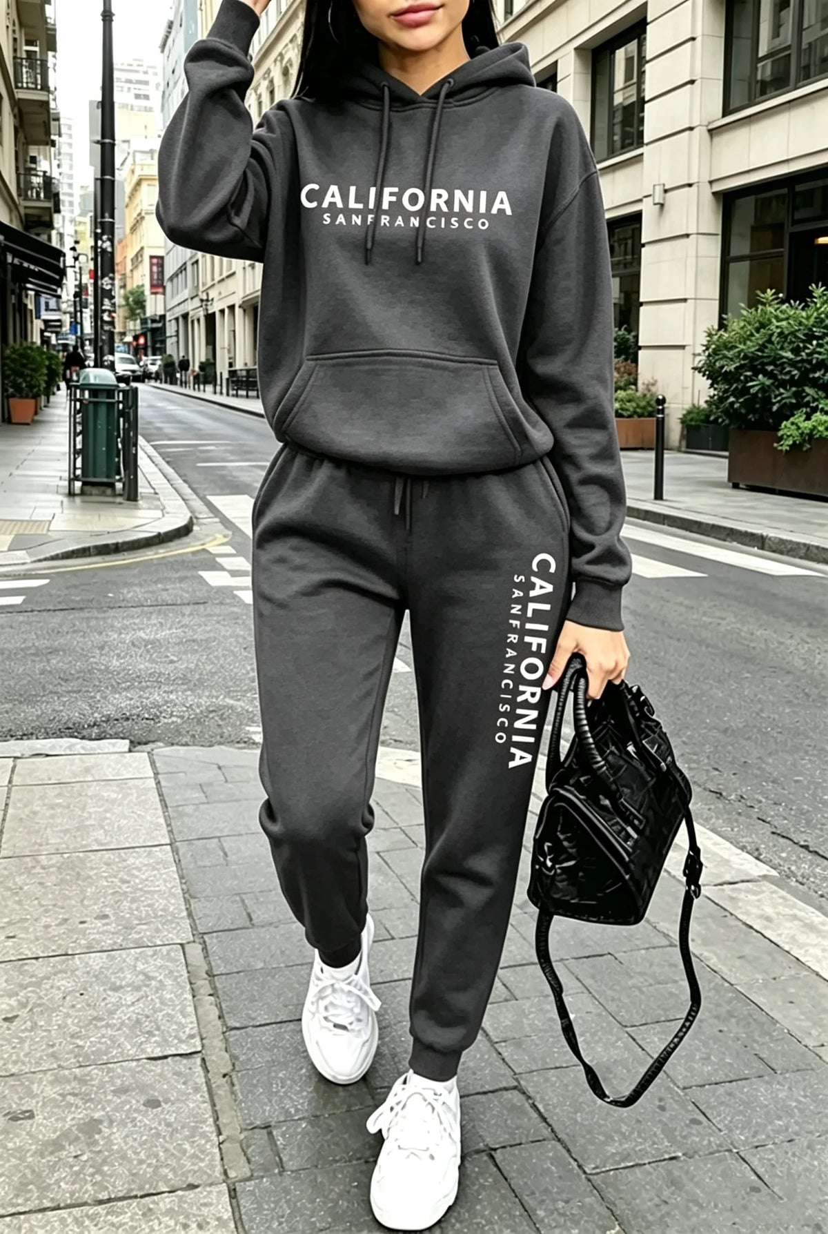 Fall Winter Womens Outfits Street Casual Hooded Sweatshirts Outdoors Sports Jogging Clothing Hot Sales Single Piece Hoodie Pants