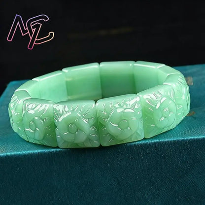 Real Jade Flower Bracelet Bangle Designer Vintage Natural Jewelry Gifts for Women Talismans Charm Luxury Accessories Amulet