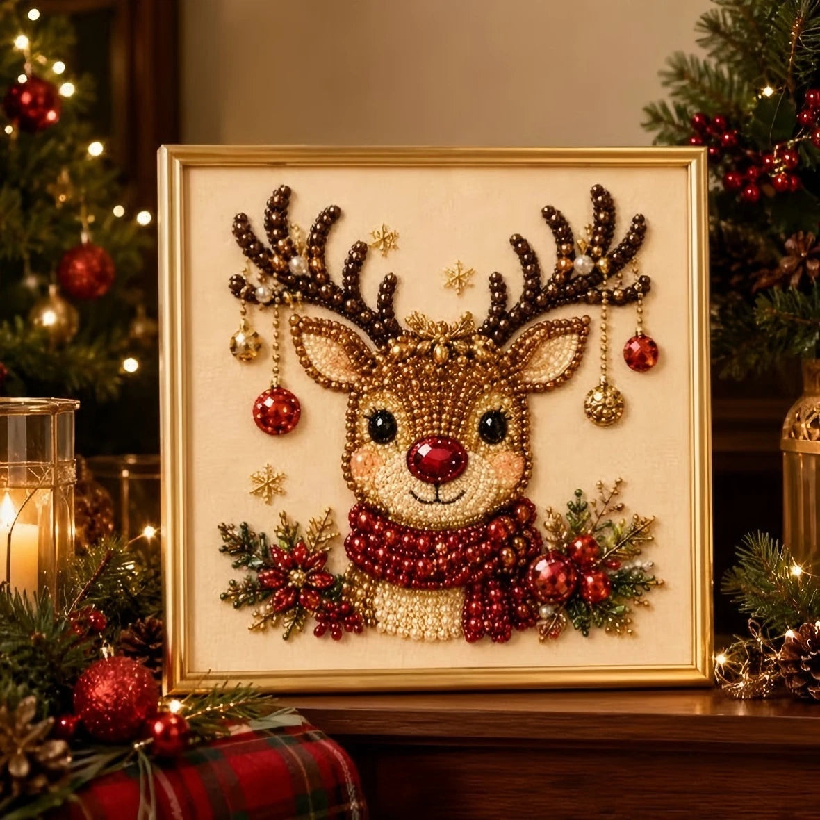 Santa Claus Pearl Diamond Painting Art Kit DIY Hand Painting Christmas Decorative Picture of Festive Atmosphere Gifts