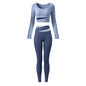 2 Piece Sets Women Quick-Dry Sports Set O-Neck Long Sleeve Top Pants Running Fitness Workout Athletic Wear Tracksuit Sportswear