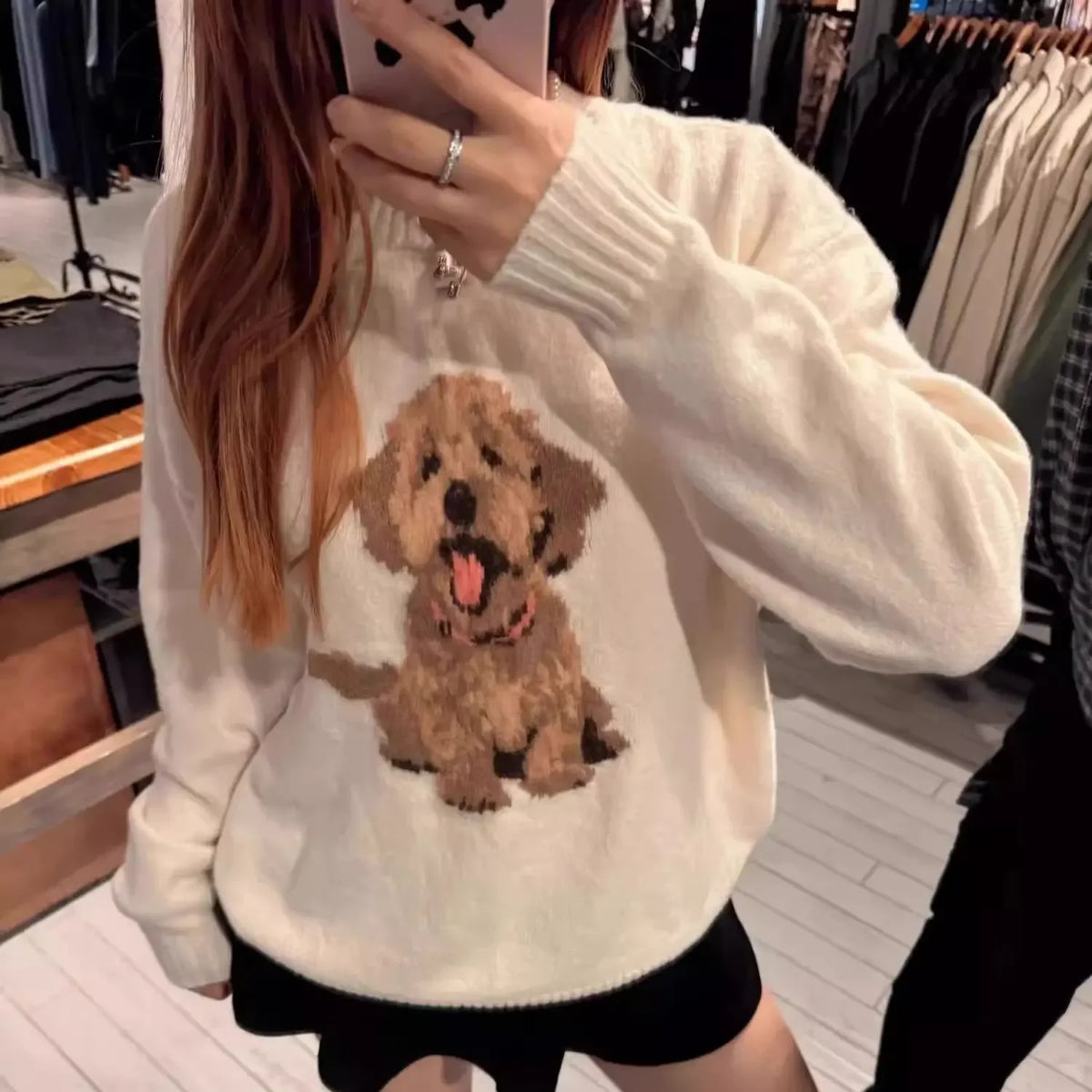 Japanese Sweet Cute Cartoon Print Knitted Sweater Women's Clothing Autumn Winter Knit Pullover Streetwear Long Sleeve Coats Tops