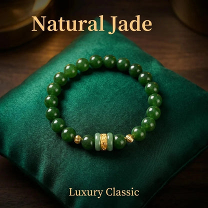 Natural Green Hetian Jade Bracelet Real Jasper Nephrite Jewelry Beads Bangle Amulet Charm Carved Gemstone Luxury Gifts for Women