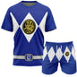 2026 Summer New Bandai Power Rangers Tee Shorts Men Women Oversized Breathable Quick Drying Fitness Running Sportswear Set ﻿