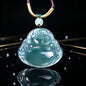 Real Natural Emerald Jade Blue Water Buddha Pendant Jadeite Necklace Fashion Jewelry Charm Designer Lucky Gifts Certificate
