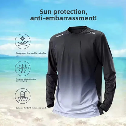Men's Sun-Protective Quick-Drying Long-Sleeve Swimsuit Set with Long Pants Sports Fitness Running Outfit 1/2/3 Piece Options
