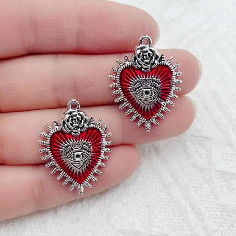 10pcs Dark Gothic Exaggerated Heart Cross Sword Pendant DIY Handmade Bracelet Necklace Bead Accessories Material