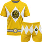 2026 Summer New Bandai Power Rangers Tee Shorts Men Women Oversized Breathable Quick Drying Fitness Running Sportswear Set ﻿
