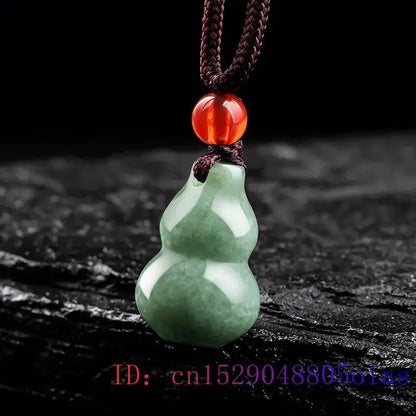 Burmese Jade Gourd Pendant Gift Luxury Stone Necklace Jewelry Natural Green Amulet Charms Carved Men Vintage Emerald Jadeite