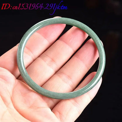 Natural Burmese Jadeite Bracelet Bangle Real Jade Designer Accessories Carved Gemstone Amulet Fashion Vintage Gifts for Women