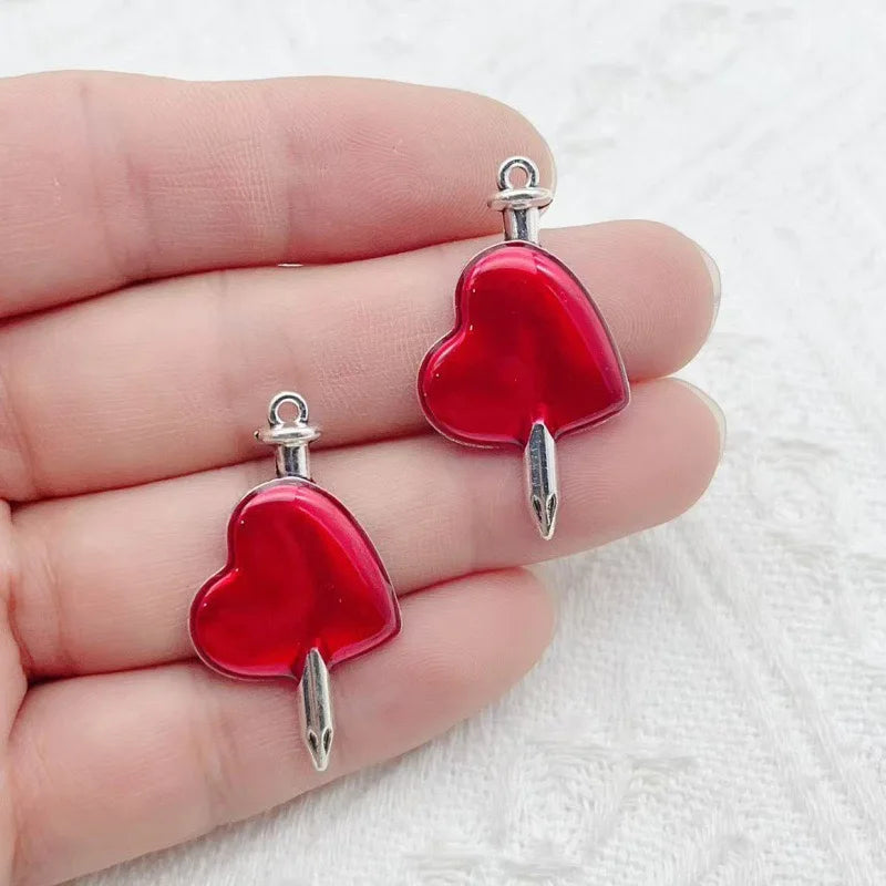 10pcs Dark Gothic Exaggerated Heart Cross Sword Pendant DIY Handmade Bracelet Necklace Bead Accessories Material