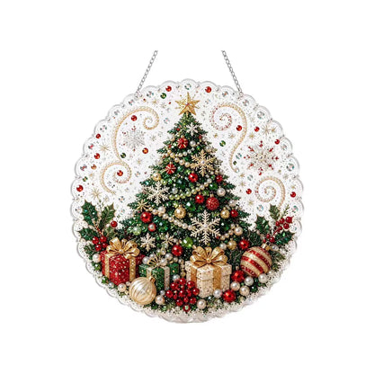 20X20CM Diamond Painting 3d Mixed-sized Pearl Beads Christmas Pearl Suncatcher Kit For Diy Craft Metal Chain Festive Wall Decor