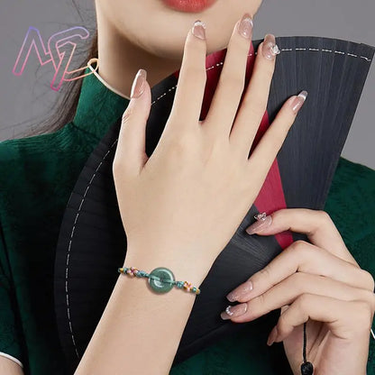 Green Myanmar Jadeite Donut Bracelet Designer Bangle Natural Burmese Jade Fashion Accessories Real Jewelry Vintage Talismans
