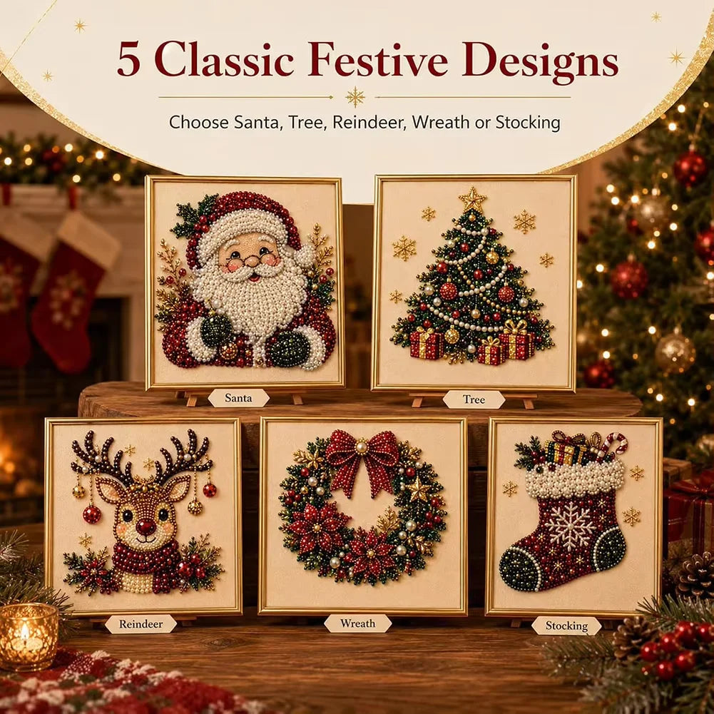 Santa Claus Pearl Diamond Painting Art Kit DIY Hand Painting Christmas Decorative Picture of Festive Atmosphere Gifts