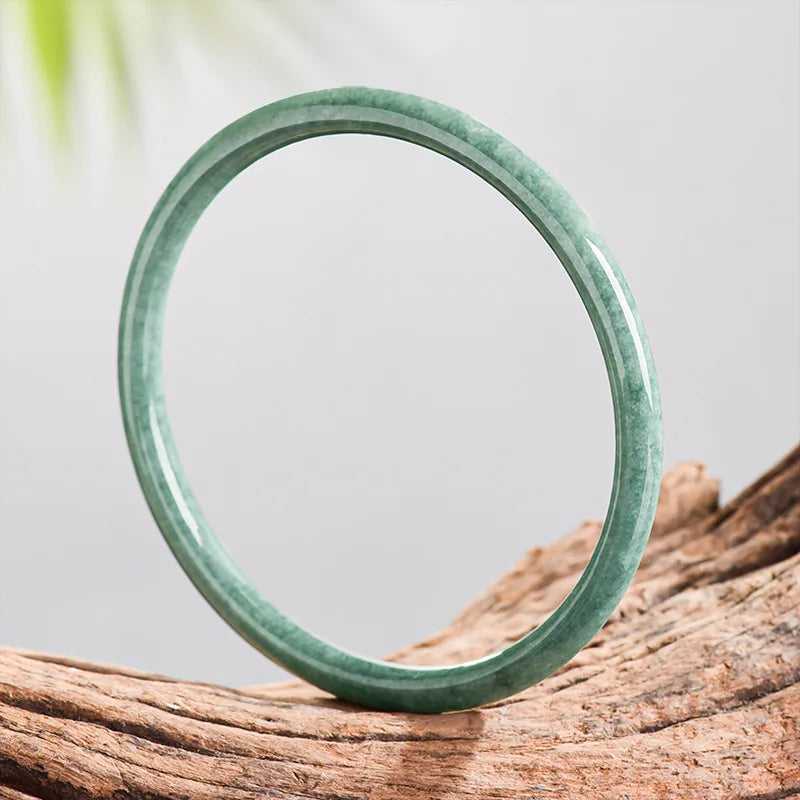 Natural Burmese Jadeite Bracelet Bangle Real Jade Designer Accessories Carved Gemstone Amulet Fashion Vintage Gifts for Women
