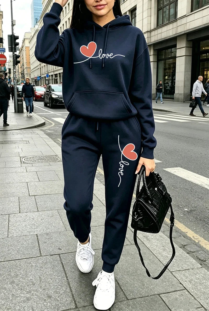 Womens Tracksuit Print Casual Long Sleeves Hoodie Sweatshirts Outdoors Sports Jogging Clothing Autumn Winter Fashion Streetwear
