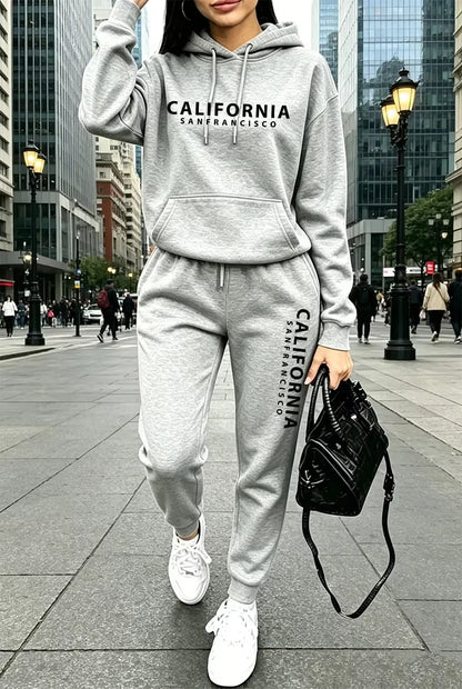Fall Winter Womens Outfits Street Casual Hooded Sweatshirts Outdoors Sports Jogging Clothing Hot Sales Single Piece Hoodie Pants